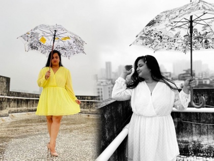 marathi actress anvita phaltankars photoshoot in the rain | Anvita Phaltankar: चिंब पावसानं रानं झालं...! लिंबू कलरच्या ड्रेसमध्ये स्वीटूने केलं पावसात फोटोशूट