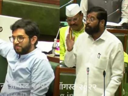 "We have no fear"; CM Eknath Shinde and Aditya Thackeray in Vidhan Sabha | "आम्हाला भीती नाही"; सभागृहात मुख्यमंत्री एकनाथ शिंदे अन् आदित्य ठाकरे आमनेसामने