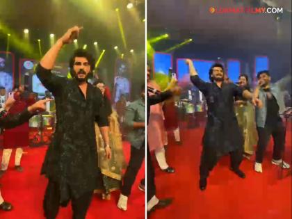 bollywood actor arjun kapoor incredible dance performance in thane garba played by drumming video viral on social media | ठाण्यात अभिनेता अर्जुन कपूरचा भन्नाट डान्स; ढोल वाजवत खेळला गरबा: Video आला समोर