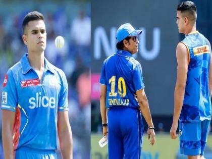 Sachin Tendulkar's son Arjun Tendulkar made his IPL debut against Kolkata | पहिले षटक, धावा, मुंबई इंडियन्स अन् कोलकाता नाइट रायडर्स; तेंडुलकर पिता-पुत्राचा IPLमध्ये अजब योगायोग