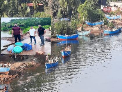 Illegal Sand Mining in Terekhol River Basin, Strike action by the Revenue Department | तेरेखोल नदीपात्रात बेकायदा वाळू उत्खनन, महसूलची धडक कारवाई; वाळू तस्कर पळाले 