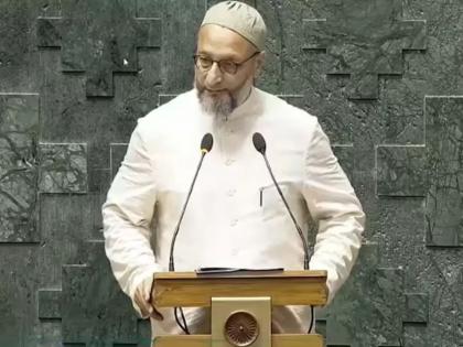 Asaduddin Owaisi announced 'Jai Palestine' in Parliament! What else did say after taking the oath Watch the full VIDEO | असदुद्दीन ओवेसी यांनी संसदेत दिली 'जय फिलिस्तीन' घोषणा! शपथ घेतल्यानंतर आणखी काय म्हणाले? बघा संपूर्ण VIDEO