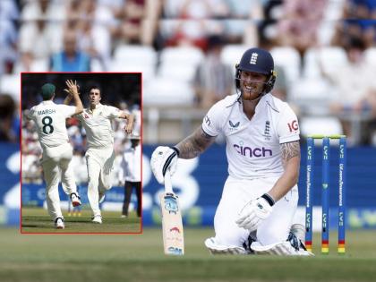 Ashes eng vs aus 2023 On the second day of the third match, England captain Ben Stokes scored 80 runs while Australian captain Pat Cummins took 6 wickets  | ॲशेसमध्ये कॅप्टन vs कॅप्टन!, स्टोक्सनं एकट्यानं किल्ला लढवला पण कमिन्सच्या ६ विकेटनं यजमानांची कोंडी