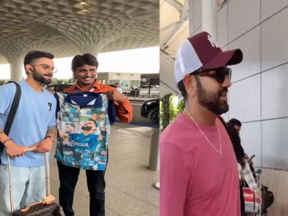  Asia Cup 2023 Indian captain Rohit Sharma and Virat Kohli spotted at the airport, watch the video  | VIDEO : आशिया कपपूर्वी विराट-रोहितसमोर चाहत्यांची 'फिल्डिंग', जबरा फॅनचं 'विराट' अभिनंदन