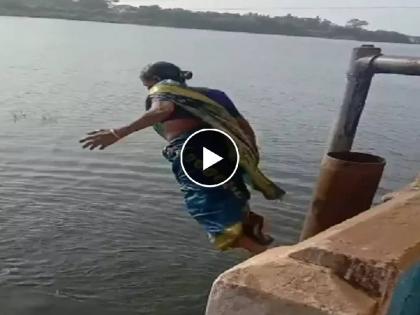 At the age of 60, a grandmother's dangerous stunt of jumping from a bridge into a river is going viral on social media  | वयाच्या 60व्या वर्षी आजीने केला धोकादायक स्टंट; पुलावरून उडी मारल्याचा Video Viral