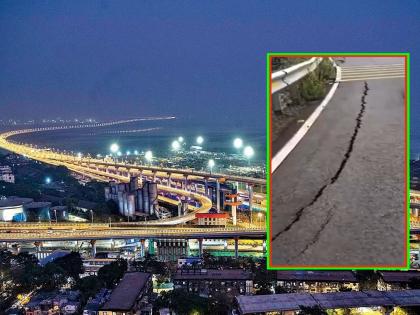 Atal Setu Road cracks, exposed In the very first rains, the expensive toll road of Mumbai Maharashtra | अटल सेतूला जोडणाऱ्या रस्त्याला तडे; नाना पटोले पुलावर पोहोचले, सरकारला घेरले