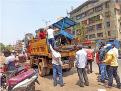 Municipal action on illegal garage; 20,000 fine recovered, panic among traders | बेकायदा गॅरेजवर पालिकेची कारवाई; २० हजारांचा दंड वसूल, व्यावसायिकांमध्ये घबराट 