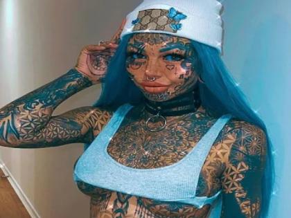 Australian model Amber Luke is facing unemployment due to tattoos all over her body | संपूर्ण शरीरावर टॅटू काढण्यासाठी उडवले लाखो रूपये; आता करतेय बेरोजगारीचा सामना