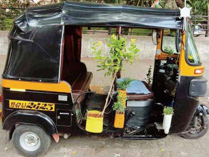 Message of prevention of trees by rickshaw; The forest minister appreciated it | रिक्षात झाडे लावून दुष्काळ निवारणाचा संदेश; वनमंत्र्यांनी केले कौतुक