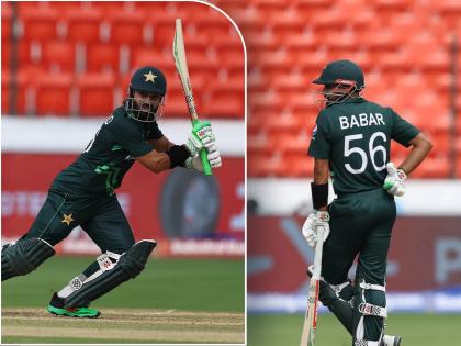 ICC Cricket World Cup Warm-up Matches PAK vs NZ : Mohammad Rizwan ( 103), Babar Azam ( 80), Saud Shakeel ( 75), Pakistan as they post 345 for 5 from 50 overs against New Zealand  | PAK vs NZ : भारतात आले अन् सराव सामन्यात गरजले! पाकिस्तानची फलंदाजी पाहून सारेच नरमले