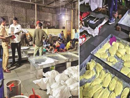 Manufacture of fake khawa from mixture of milk powder, dalda and palm oil, factory seized in Chhatrapati Sambhajinagar | मिल्क पावडर, डालडा अन् पामतेलाच्या मिश्रणातून बनावट खव्याची निर्मिती, कारखान्यावर छापा