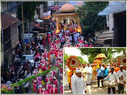 Farewell to Ganaraya with the sound of traditional instruments in Baramati; The tradition of gulalless immersion procession continues | बारामतीत पारंपरिक वाद्यांचा गजरात गणरायाला निरोप; गुलालविरहित विसर्जन मिरवणुकीची परंपरा कायम