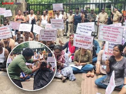 Protests continue on tenth day in Pune Bartismaer breeders shaved their heads in protest against the government | पुण्यात दहाव्या दिवशी आंदाेलन सुरूच; बार्टीसमाेर संशाेधकांनी सरकारच्या निषेधार्थ केले मुंडन