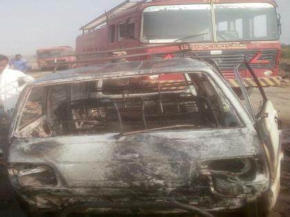 car on Gaskit suddenly took fire near Majalgaon | गॅसकीटवरील कारने माजलगावजवळ अचानक घेतला पेट; अग्निशमन दलाच्या तत्परतेमुळे मोठी हानी टळली