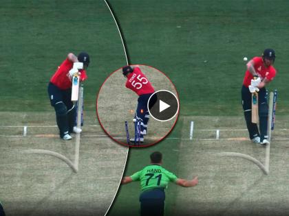 ENG vs IRE, T20 World Cup : Ireland are flying as Flonn Hand bowled Ben Stokes (6) with a beauty through the game, England 29-3, Video  | ENG vs IRE, T20 World Cup : 'दी ग्रेट' बेन स्टोक्सचा त्रिफळा उडाला, चेंडू बॅट अँड पॅड मधून कसा गेला त्यालाच नाही समजला, Video