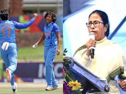 Bengal's players Richa Ghosh, Titash Sadhu, Hrishita Basu and bowling coach Rajeev Dutta, participating in the ICC Women's Under-19 Cricket World Cup 2023, were announced by West Bengal Chief Minister Mamata Banerjee as an award of Rs 5 lakh each  | U19 Women Team India: विश्वविजेत्या 'टीम इंडिया'तील बंगालचे खेळाडू मालामाल; ममता बॅनर्जी यांच्याकडून रोख रक्कम जाहीर     