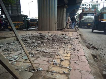 Some part Of Rajiv Gandhi Flyover Collapses in Bhiwandi | भिवंडीमध्ये राजीव गांधी उड्डाणपुलाचा काही भाग कोसळला