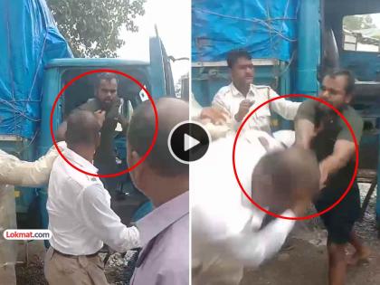 bhiwandi fighting video violent clash between tempo driver and traffic police in Bhiwandi VIDEO goes viral | VIDEO: कॉलर पकडली, डोक्यावर फाईट मारली.. भिवंडीत टेम्पोचालक व पोलिसांमध्ये तुंबळ हाणामारी bhiwandi fighting video violent clash between tempo driver and traffic police in Bhiwandi VIDEO goes viral | VIDEO: कॉलर पकडली, डोक्यावर फाईट मारली.. भिवंडीत टेम्पोचालक व पोलिसांमध्ये तुंबळ हाणामारी