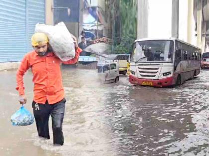 Due to heavy rain since Friday night, water has accumulated in the low-lying areas of Bhiwandi | शुक्रवारी रात्रीपासून झालेल्या मुसळधार पावसामुळे भिवंडीतील सखल भागात साचलं पाणी