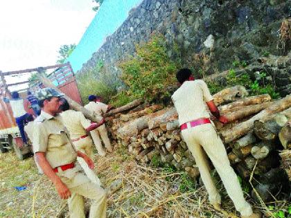 Get 60 tons of illegal wood stock from the fall | पडघ्यातून ६० टन अवैध लाकूडसाठा हस्तगत