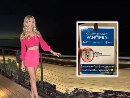 Eugenie Bouchard swimsuit pic bikini photo on Vancouver open tournament organizer comes for rescue | Eugenie Bouchard: आयकार्डवर छापला बिकीनीतला फोटो; अखेर स्पर्धेच्या ऑर्गनायजरने केली मदत