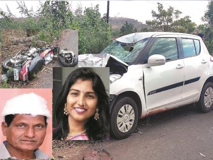 Father and son died in an accident near the bus stand at Biur on Shirala Kokrud road | Sangli News: भरधाव मोटारीची दुचाकीला धडक, अपघातात बाप-लेकीचा मृत्यू