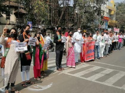 BJP human chain agitation in Sangli against Punjab government | पंजाब सरकारविरोधात सांगलीत भाजपचे मानवी साखळी आंदोलन, नोंदवला जाहीर निषेध 