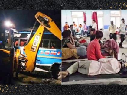 bjp workers mahakumbh bus collides with truck khargone madhya pradesh | भाजपा कार्यकर्त्यांना घेऊन जाणाऱ्या बसची ट्रकला जोरदार धडक; 39 जण जखमी