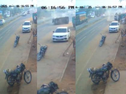 viral news Bolero car flips 4 times in the air Watch viral video | यम' समोरून फक्त बघूनच गेले! बोलेरो गाडी हवेत ४ वेळा पलटी झाली; पाहा व्हायरल व्हिडीओ viral news Bolero car flips 4 times in the air Watch viral video | यम' समोरून फक्त बघूनच गेले! बोलेरो गाडी हवेत ४ वेळा पलटी झाली; पाहा व्हायरल व्हिडीओ