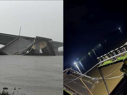 40-year-old Karnataka-Goa Kali bridge collapses; A wounded man in the dark of night | कर्नाटक-गोव्याला जोडणारा ४० वर्ष जुना काळी ब्रिज कोसळला; रात्रीच्या अंधारात एक जखमी