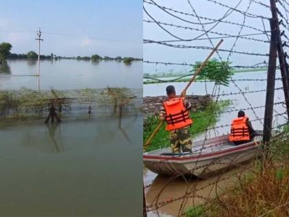 Floods cause major damage to India-Pakistan border; 110 km of fence collapses, 90 BSF posts submerged | पुरामुळे भारत-पाकिस्तान सीमेचे मोठे नुकसान; ११० किमीच्या कुंपणाची पडझड, बीएसएफच्या ९० चौक्या पाण्यात Floods cause major damage to India-Pakistan border; 110 km of fence collapses, 90 BSF posts submerged | पुरामुळे भारत-पाकिस्तान सीमेचे मोठे नुकसान; ११० किमीच्या कुंपणाची पडझड, बीएसएफच्या ९० चौक्या पाण्यात