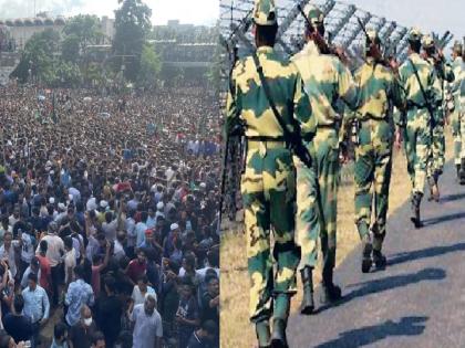 situation worsened, Attempt of a large mob from Bangladesh to enter India; BSF stopped | परिस्थिती चिघळली, बांग्लादेशातील मोठ्या जमावाचा भारतात घुसण्याचा प्रयत्न; BSF ने रोखले...