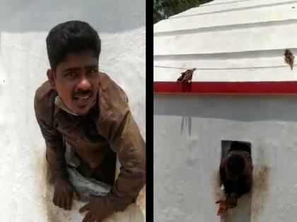 A burglar trapped in hole who tried to steal in Jami Yellamma Temple | Video: मंदिरातले दागिने चोरले, देवाने तिथेच दिली शिक्षा; पाहा नेमकं काय घडलं...