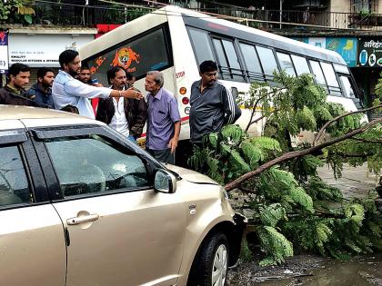 The bus entered the premises of the building, hitting the motorists | मोटारींना धडक देत बस घुसली इमारतीच्या आवारात