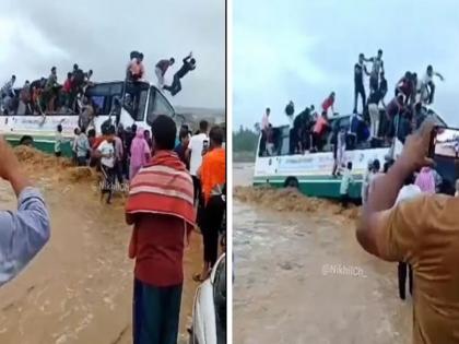 uttarakhand-bus-stuck-in-flood-water-passengers-saved-their-lives-by-jumping-from-bus | निष्काळजीपणा; पुराच्या पाण्यात नेली बस, प्रवाशांनी खिडकीतून उड्या मारुन वाचवाल जीव...