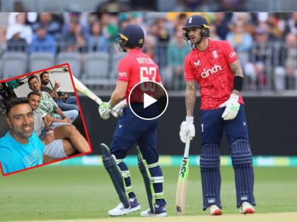 Alex Hales ends on 84 in 51 balls with 12 fours and 3 sixes, Jos Buttler scored 68 runs from just 32 balls, Indian players watching England vs Australia 1st T20 in Perth, Video  | AUS vs ENG 1st T20I : Jos Buttler, अ‍ॅलेक्स हेल्स यांनी ऑसींना कुटून काढले; भारतीय खेळाडू मजा पाहायला पोहोचले, Video 