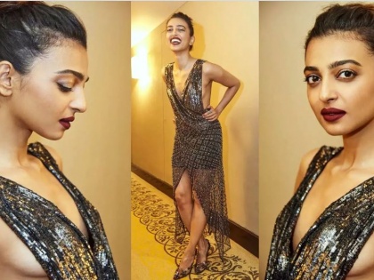 Hotness Alert ! Radhika Apte sets the temperature soaring with her ravishing avatar in black shimmery dress | Hotness Alert ! क्लीवेज शो ऑफ करताना दिसली राधिका आपटे, तर युजर्स म्हणाले......