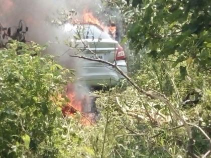 On the Ajitha road near Palod, a car was burn after accident, the teacher of Write-Khedi was killed | अजिंठा रोडवर पालोदजवळ अपघातात कारने घेतला पेट, लिहा-खेडी येथील शिक्षक ठार