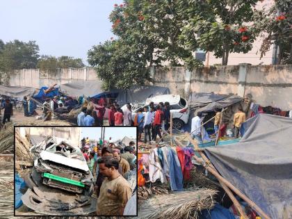 An uncontrolled car entered the slum and ran over sleeping labourers, injuring five | अनियंत्रित कारचा थरार, पाच झोपड्या उडवत मजुरांच्या अंगावर चढली