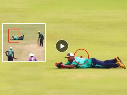 wicketkeeper takes weird Bizarre catch in cricket history Kerala premier league video viral KPA 123 vs KCSA Kalikat | Video: अजब गजब कॅच! हाताला लागून चेंडू पाठीवर गेला; किपर मैदानातच झोपला अन् मग...