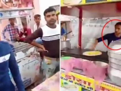 mathura Muslim dosa seller beats car for giving Hindu name, video goes viral in mathura | मुस्लीम डोसा विक्रेत्याने गाड्याला हिंदू नाव दिल्याने तोडफोड, व्हिडिओ व्हायरल