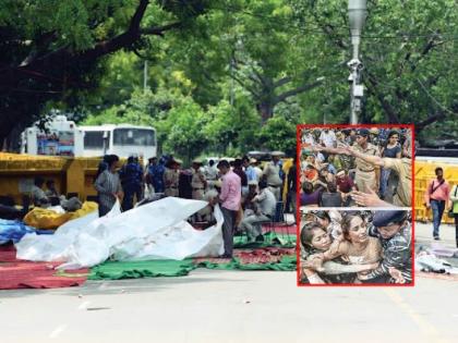 Police removed protesters' belongings from Jantar-Mantar; The tents of the wrestlers were removed and a warning was also given | जंतर-मंतरवरुन पोलिसांनी हटवलं आंदोलकांचं सामान; पैलवानांचे तंबू काढले, इशाराही दिला