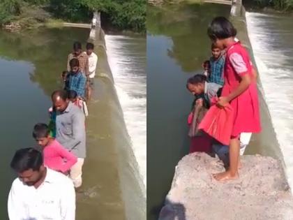 Video : The life-threatening journey of the villagers, the condition of the students from the water journey of shevgaon bandhara | Video : गावकऱ्यांचा जीवघेणा प्रवास, जलमार्गातून विद्यार्थ्यांचेही होतायंत हाल