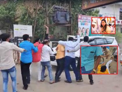 Video: Praveen runs in front of Darekar's car, Pankaja Munde supporters attack in Beed | Video: प्रवीण दरेकरांच्या गाडीसमोर धावा, मुंडे समर्थकांची फडणवीसांविरुद्धही घोषणाबाजी