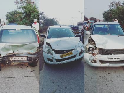 Four vehicles collided with each other on Sion-Panvel highway | एकावर एक चार वाहन आदळली, सायन-पनवेल महामार्गावर अपघात