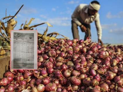 Such a joke of Baliraja in the market yard; After selling 10 sacks of onions, got a check of Rs.2 in solapur | बळीराजाच्या 'डोळ्यात पाणी'; १० पोते कांदे विकल्यावर मिळाला २ रूपयाचा चेक