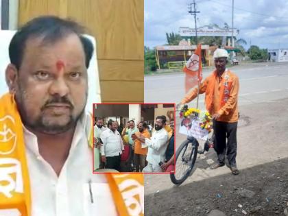 Eknath Shinde: Make Minister to MLA Shahaji bapu patil fame of bushes and hills, Shiv Sainik's cycle to Mumbai for eknath Shinde | Eknath Shinde: झाडी, डोंगारफेम आमदारांना मंत्री करा, शिवसैनिकाची मुंबईपर्यंत सायकलवारी