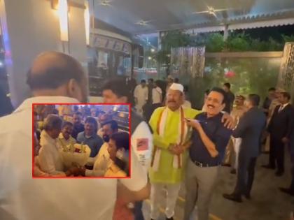 Girish Mahajan is happy to see Abdul Sattar as well as gulabrao patil in mumbai hotel taj | Shivsena: अब्दुल सत्तारांना जादू की झप्पी, गाववाल्यास पाहून गिरीश महाजनांना आनंद