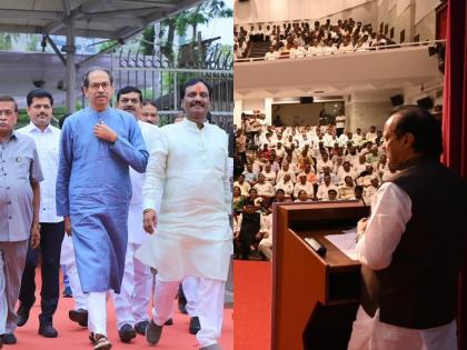 Uddhav Thackeray's entry during Ajit pawar's speech and Sharad Pawar's entry during Thackeray's speech | पुन्हा तेच... अजित पवारांच्या भाषणावेळी उद्धव ठाकरेंची एंट्री; कार्यकर्त्यांची घोषणाबाजी मग...