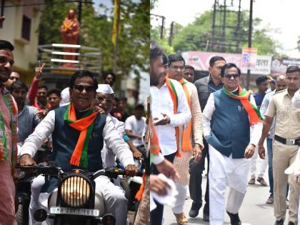 दानवेची गाडी सुसाट... डोळ्यावर गॉगल, गळ्यात गमछा अन् बुलेटची सवारी